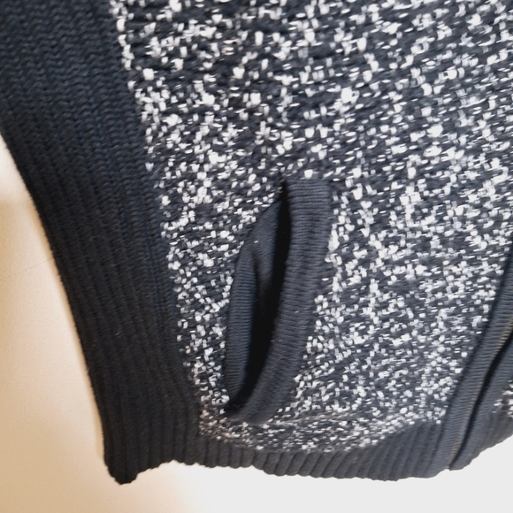 Loft Black Tweed Asymmetrical Full Zip Moto Sweater Jacket Size Small - Picture 8 of 11